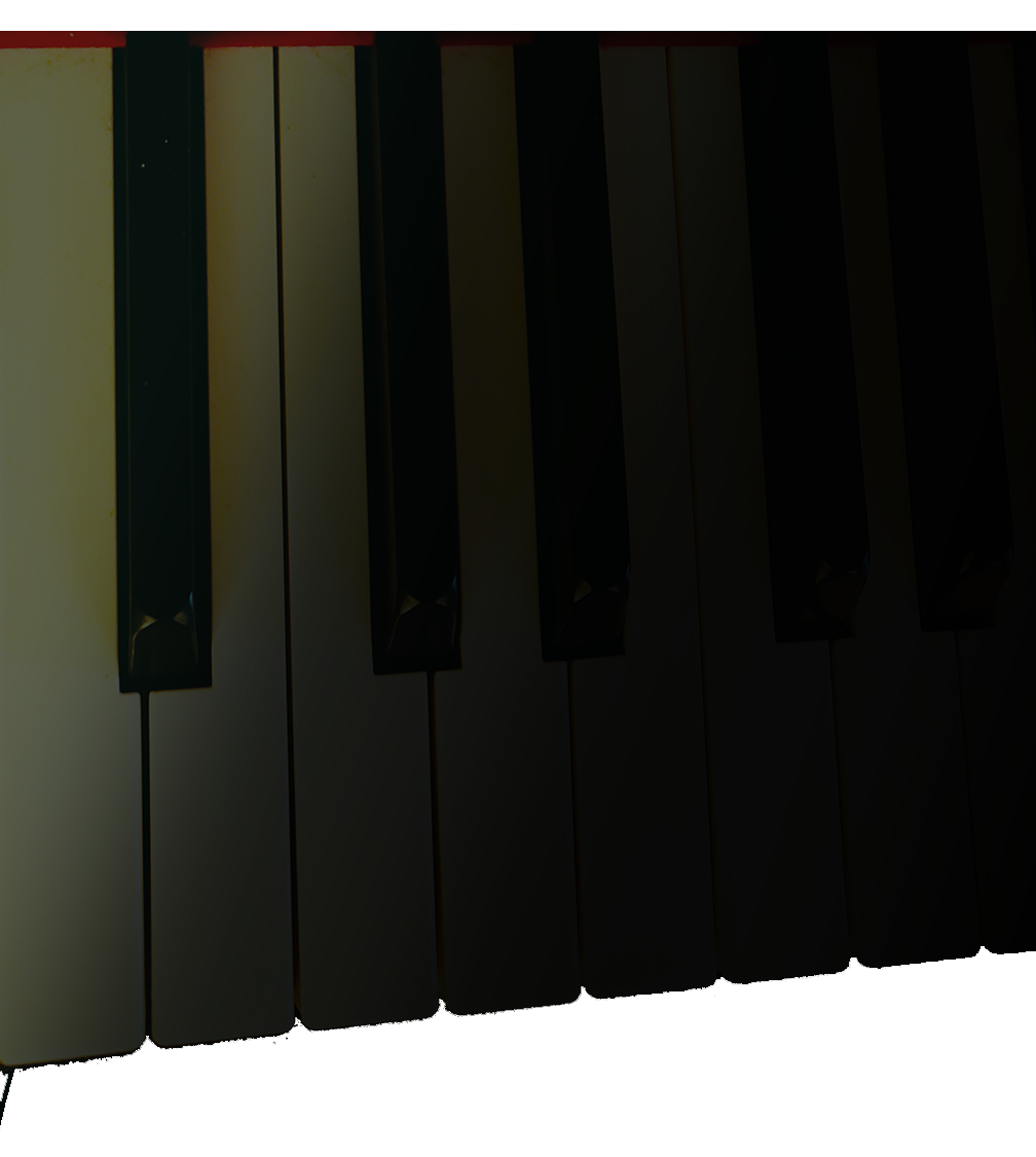 Dark, mysterious piano keys fading into the background